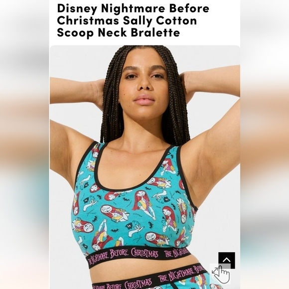 Disney Nightmare Before Christmas Sally Cotton Scoop Neck Bralette 4x - Picture 8 of 10